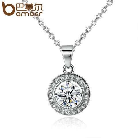 BAMOER Summer Collection Silver Color Round Shape Full Of Love Necklaces & Pendants Women Fashion Jewelry YIN056