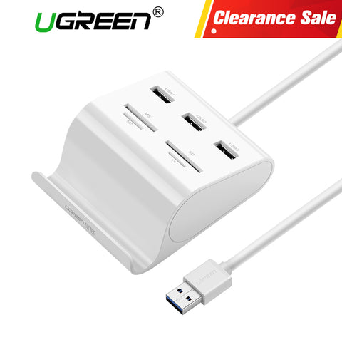 Ugreen All in 1 Card Reader with USB 3.0 HUB with Stand 3 Ports OTG Micro SD TF MS Memory Card Reader for Laptop OTG Card Reader